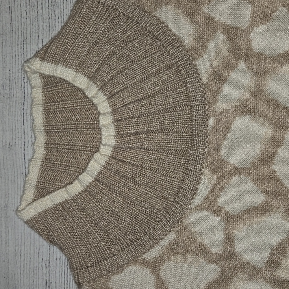 Vineyard Vines Double Knit Mock Neck Jacquard Sweater Cream and Tan Size L - Picture 3 of 9